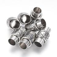 304 Stainless Steel Magnetic Clasps with Glue-in Ends, Column, Antique Silver, 20x12mm, Hole: 8mm(STAS-F123-05AS)