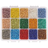 Glass Seed Beads, Silver Lined Round Hole, Round Small Beads, Mixed Color, 3mm, Hole: 1mm, about 500pcs/compartments(SEED-PH0012-11-3mm)
