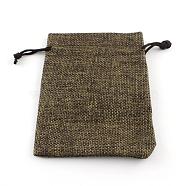 Burlap Packing Pouches Drawstring Bags, Sienna, 13.5~14x9.5~10cm(ABAG-Q050-10x14-05)