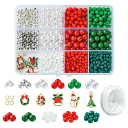 Christmas Theme DIY Acrylic & Plastic & Glass Seed Beads Bracelet Kits, Mixed Color, 8mm, Hole: 1.5mm, 2 colors, 25pcs/color, 50pcs(DIY-FS0006-55)