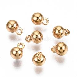 Long-Lasting Plated Brass Charms, Nickel Free, Round, Real 18K Gold Plated, 5.5x4mm, Hole: 2mm(X-KK-K193-A-035G-NF)