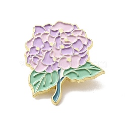 Flower Enamel Pin, Light Gold Alloy Brooch for Backpack Clothes, Lilac, 30x29x1.8mm(JEWB-G018-04E-LG)