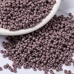 MIYUKI Round Rocailles Beads, Japanese Seed Beads, 8/0, (RR410) Opaque Mauve, 8/0, 3mm, Hole: 1mm, about 422~455pcs/10g(X-SEED-G008-RR0410)