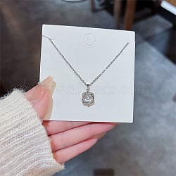 Stainless Steel Cable Chain Necklaces, Rhinestone Pendant Necklaces, Star, 8.27~19.69 inch(21~50cm)(FS-WG30730-41)