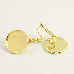 Golden Color Brass Leverback Earring Findings, Lead Free and Cadmium Free, 25x18mm, Tray: 16mm(X-KK-C1244-16mm-G-RS)