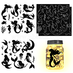 Silhouette Paper, for Lighting Decoration, Paper Cut Light Box, Mermaid, Mermaid, 150x170mm, 4pcs/set(AJEW-WH0529-001)