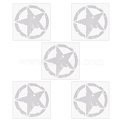 PET Plastic Car Adhesive Stickers, Waterproof Window Decals, for Car, Wall Decoration, Round with Star, Silver, 160x153x0.3mm, Sticker: 150x148mm(DIY-WH0387-43A)