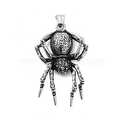 Retro 304 Stainless Steel Big Pendants, Spider Charms, Antique Silver, 60.5x38x11mm, Hole: 8X5mm(STAS-Z095-02AS)