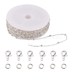 DIY Chain Bracelet Necklace Making Kit, Including Brass Coated Iron Cable Chains, Brass Jump Rings, Alloy Clasps, Silver, Chains: 39.37 Feet(12m)/bag(DIY-YW0005-92S)