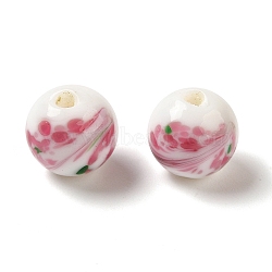 Handmade Lampwork Beads, Round, Light Coral, 12.5x12mm, Hole: 1.8mm(LAMP-P063-01B)