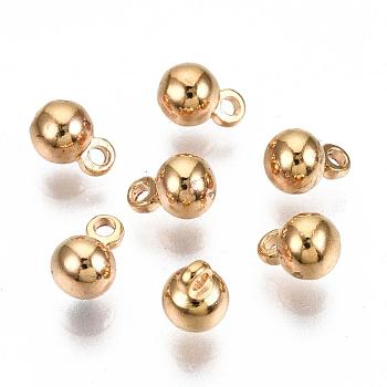 Long-Lasting Plated Brass Charms, Nickel Free, Round, Real 18K Gold Plated, 5.5x4mm, Hole: 2mm