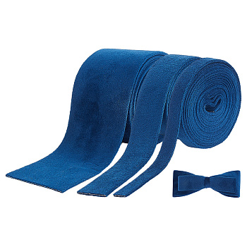 3 Rolls 3 Styles Velvet Ribbon, Flat Cotton Ribbon, for Jewelry, Craft Making, Marine Blue, 3/8~2 inch(10~50mm), about 2.19 Yards(2m)/roll, 1 roll/style
