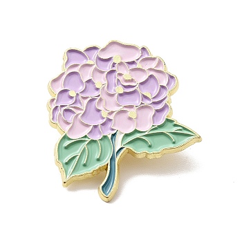 Flower Enamel Pin, Light Gold Alloy Brooch for Backpack Clothes, Lilac, 30x29x1.8mm