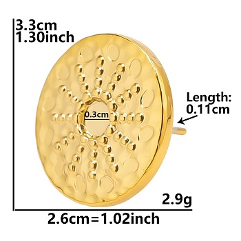 Fashionable Sun 304 Stainless Steel Stud Earrings for Women, Minimalist Style Ear Studs, Golden