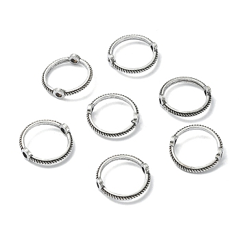 Tibetan Style Zinc Alloy Bead Frames, Round Ring, Antique Silver, 7mm, Hole: 0.8mm