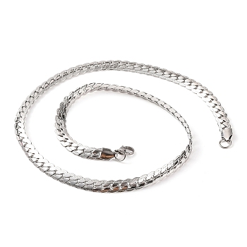 Non-Tarnish 304 Stainless Steel Twist Chain Necklaces for Women, Stainless Steel Color, 19.65~19.69 inch(49.9~50cm), 7mm wide