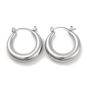 Non-Tarnish Moon Stainless Steel Hoop Earrings, Stainless Steel Color, 29x18.5mm