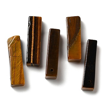 Natural Tiger Eye Pendants, Rectangle Charms, 39~40x9.5~10x8~8.5mm, Hole: 1.8~2mm