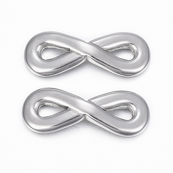 304 Stainless Steel Links connectors, Infinity, Stainless Steel Color, 28x11x2mm, Hole: 5x3mm