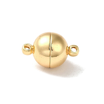 Brass Magnetic Clasps, Ball, Real 18K Gold Plated, 16x10mm, Hole: 1.5mm