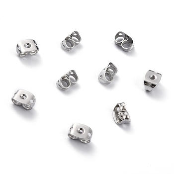 Brass Friction Ear Nuts, Ear Locking Earring Backs for Post Stud Earrings, with 3 Holes, Platinum, 6x4.5x3.5mm, Hole: 1mm
