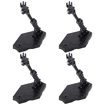 Plastic Assembled Action Figure Display Holders, Doll Model Support Stands, with Iron Screws & Nuts, Black, Undisassembled: 23.2x18.3x1cm