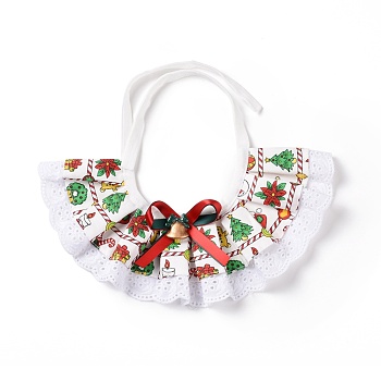 Cloth Pet's Christmas Lace Bandanas, Xmas Dog Cat Collar Bibs, with Resin Bells & Findings, Colorful, 615x11.7mm