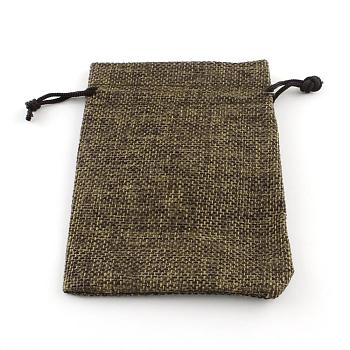 Burlap Packing Pouches Drawstring Bags, Sienna, 13.5~14x9.5~10cm