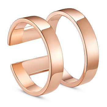 SHEGRACE Simple Fashion 925 Sterling Silver Cuff Rings, Open Rings, Rose Gold, Size 8, 18mm