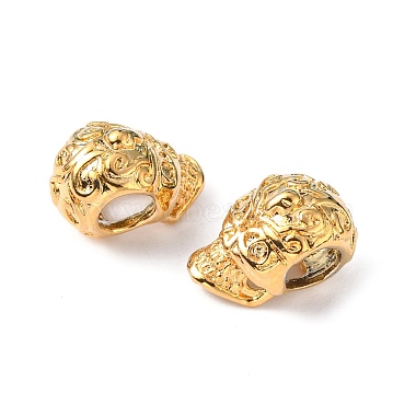 Real 24K Gold Plated Brass Skull Beads(KK-K093-06G)-2