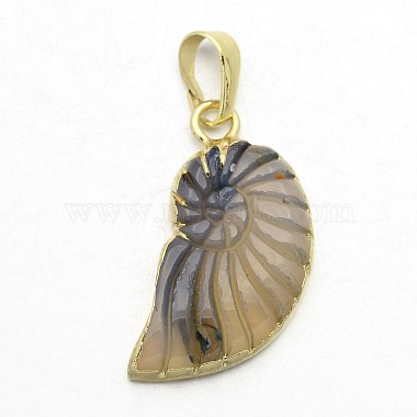 Natural Agate Crystal Electroplate Conch Pendants(G-F168-14)-2