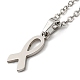 201 Stainless Steel Ribbon Knot Pendant Necklace with Cable Chains(NJEW-Q317-24P)-2