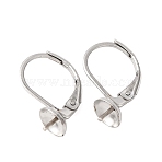 304 Stainless Steel Leverback Earring Findings, for Half Drilled Beads, Stainless Steel Color, 17.5x10x6mm(STAS-G385-04P)
