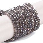 Baking Electroplate Glass Beads Strands, AB Color, Faceted, Rondelle, Gray, 3x2mm, Hole: 0.7mm, about 135~140pcs/strand, 32~34cm(X-DGLA-A039-J2MM-B06)