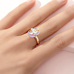 Alloy Enamel Rotatable Cuff Open Rings, Fidget Spinner Ring for Calming Worry Meditation, Golden, Unicorn, US Size 4 1/4(15mm)(FS-WGEC271-11)