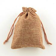 Polyester Imitation Burlap Packing Pouches Drawstring Bags, Peru, 13.5x9.5cm(ABAG-R004-14x10cm-03)