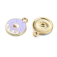 Alloy Enamel Pendants, Light Gold, Donut, Lilac, 18.7x15x2mm, Hole: 2.2mm(ENAM-CJC0006-40A)