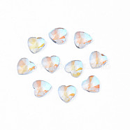Glass Rhinestone Cabochons, Nail Art Decoration Accessories, Faceted, Heart, Clear AB, 6x6x2mm(MRMJ-N027-025A)