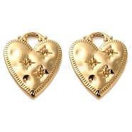 201 Stainless Steel Pendants, Long-Lasting Plated, Heart with Star Charm, Golden, 20.5x17x2.5mm, Hole: 3x3mm(STAS-D020-03G)