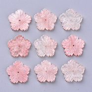 Cellulose Acetate(Resin) Beads, with Glitter Powder, Rainbow Gradient Mermaid Pearl Style, Flower, Light Coral, 19x20x3mm, Hole: 1mm(KY-N006-01B-A01)