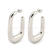 Rack Plating Brass Stud Earrings, Long-Lasting Plated, Lead Free & Cadmium Free, C-shape, Platinum, 46x6mm(EJEW-M247-27D-P)