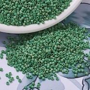 MIYUKI Delica Beads Small, Cylinder, Japanese Seed Beads, 15/0, (DBS0877) Matte Opaque Green AB, 1.1x1.3mm, Hole: 0.7mm, about 3500pcs/10g(X-SEED-J020-DBS0877)
