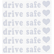 Laser PVC Drive Safe Self Adhesive Car Stickers, Reflective Waterproof Word Car Decorative Decals for Car Decoration, White, 15x75x0.3mm(STIC-WH0013-09A)