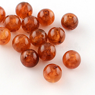 Round Imitation Gemstone Acrylic Beads, Chocolate, 18mm, Hole: 3mm, about 150pcs/500g(OACR-R029-18mm-15)