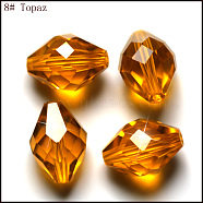 Imitation Austrian Crystal Beads, Grade AAA, K9 Glass, Faceted, Bicone, Orange, 10x13mm, Hole: 0.9~1mm(SWAR-F054-13x10mm-08)