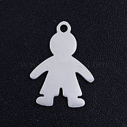 304 Stainless Steel Pendants, Blank Stamping Tag, Boy, Stainless Steel Color, 17x12x1mm, Hole: 1.4mm(STAS-Q201-JN327-1)