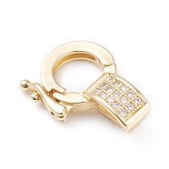 Brass Micro Pave Clear Cubic Zirconia Twister Clasps, Long-Lasting Plated, Golden, 18x13.5x6mm, Hole: 5.5x3.5mm(X-ZIRC-L097-021G)