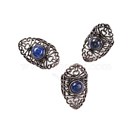 Natural Lapis Lazuli Retro Finger Rings, Adjustable Brass Rings for Women, 38mm, Inner Diameter: 19mm(RJEW-B067-02R-30)