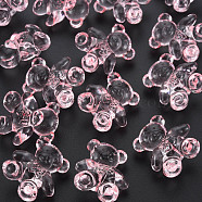 Transparent Acrylic Beads, Bear, Pink, 26.5x24.5x15mm, Hole: 3mm, about 135pcs/500g(MACR-S373-71-B07)