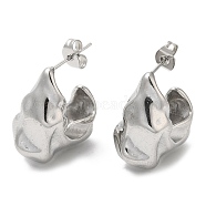 304 Stainless Steel Twist Stud Earrings, Half Hoop Earrings, Stainless Steel Color, 20.5x10mm(EJEW-B026-23P)